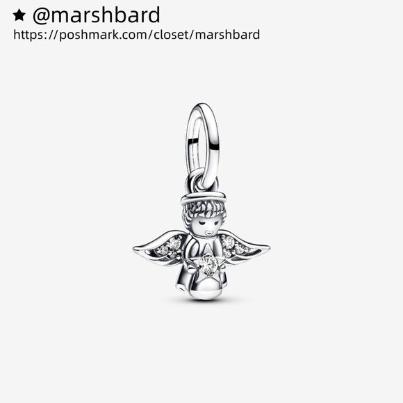 Pandora Sparkling Angel Dangle Charm - Picture 1 of 6